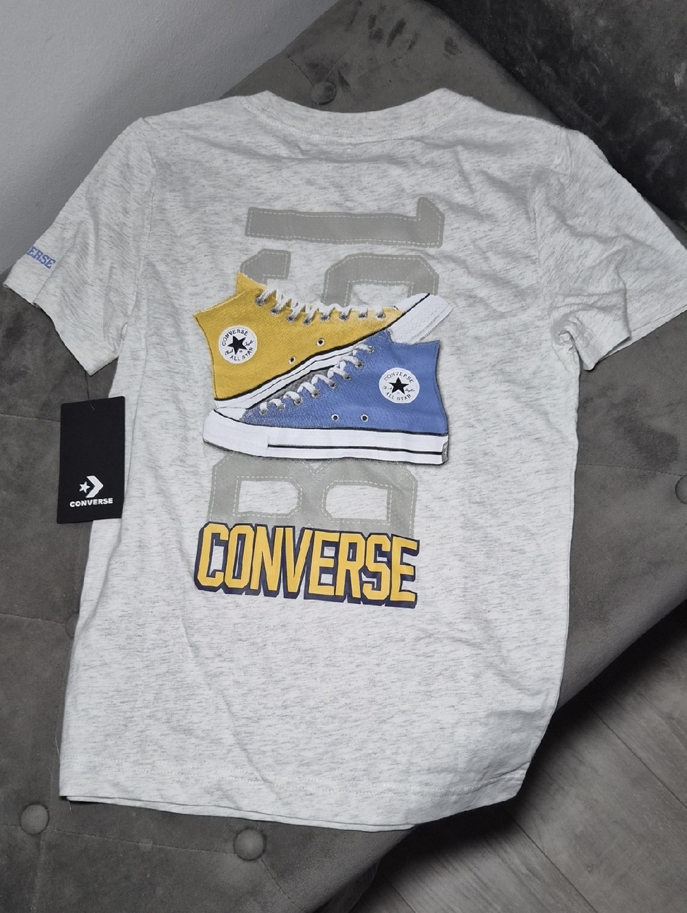 Converse Graphic Tee with Yellow & Blue Sneaker Print